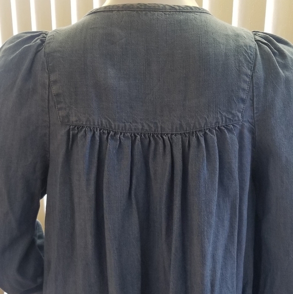 GAP embroidered boho Peasant denim top - Picture 5 of 7